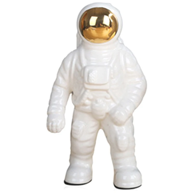 

EASY-Space Man Astronaut Sculpture Rocket Plane Pattern of Ceramic Material Cosmonaut Statue Fashion Decorations