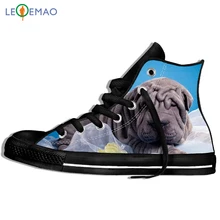 Кроссовки с принтом логотипа на заказ, обувь Шарпей, собака, рок-ролл, комфортный дизайн, парусиновая дышащая обувь для улицы, Zapatos De Mujer