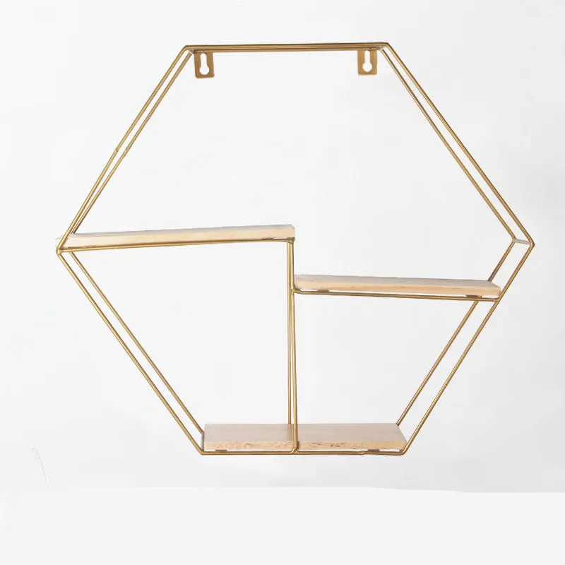 

Nordic Wind Free Punching Wall Rack Wall Wrought Iron Porch Hanging Wall Hanging Net Red Gold Storage Rack4040