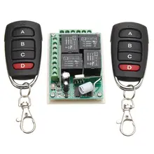 AC 110-240V or DC 0-28V 4CH Relay RF Wireless Remote Control Switch Receiver&2pcs Transmitter  Sensitivity -105dBm 8mA