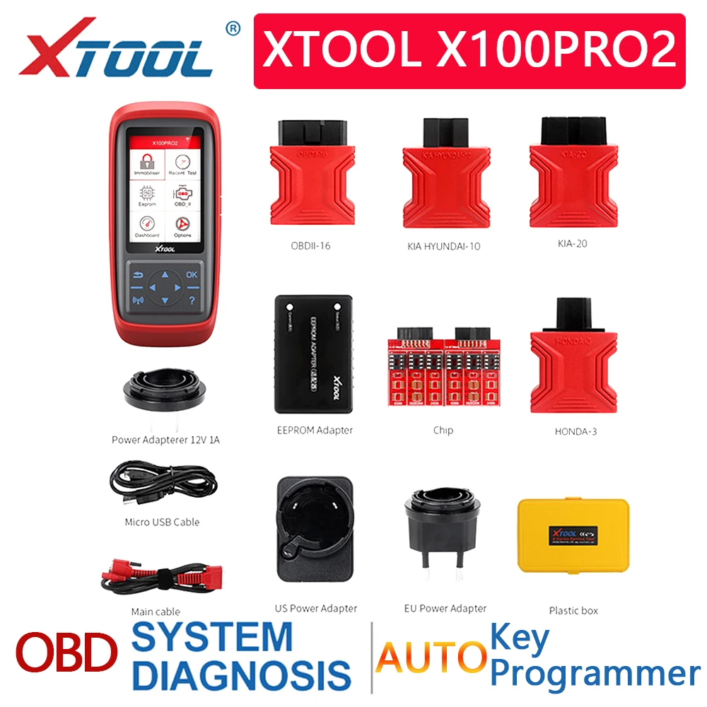 Xtool X100 Pro 2 Obd2 Scanner Diagnostic Tool Code Reader Auto Key
