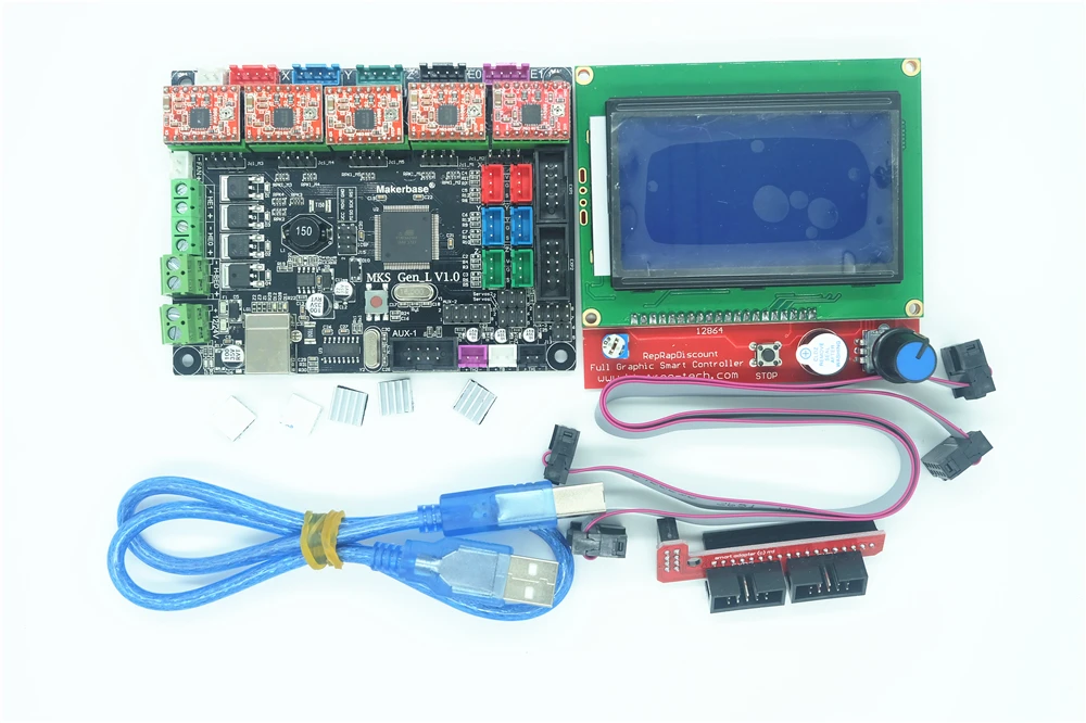 Плата для платы MKS замены RAMPS & MEGA 2560 R3 12864 ЖК контроллер 5 шт. драйвер A4988|Детали и
