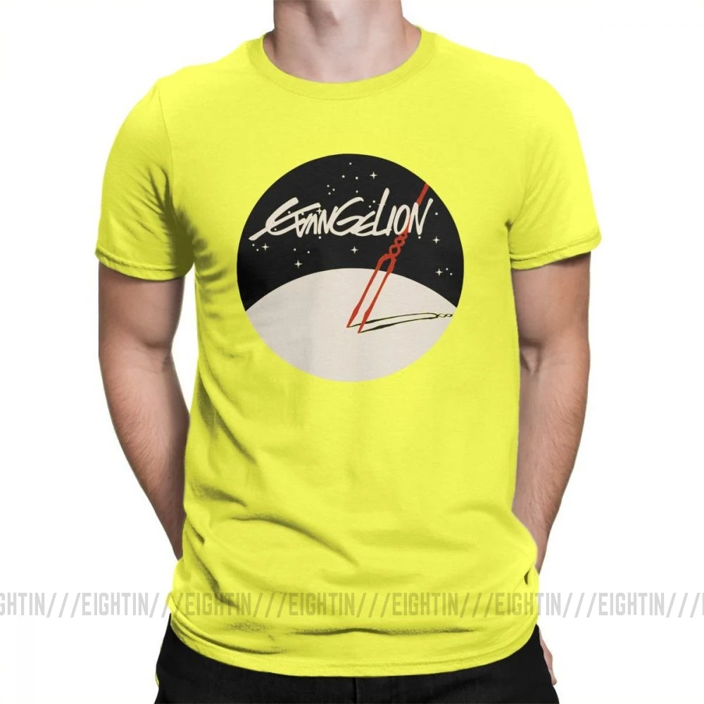 Мужские футболки Evangelion Lance Of Longinus, футболка с потрясающим круглым вырезом, одежда с короткими рукавами, летняя футболка из чистого хлопка - Цвет: Цвет: желтый