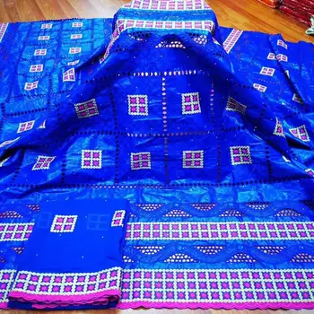 

New Arrival Stone African Bazin Riche Fabric with Beads African Lace Fabric Bazin brodé For Nigerian Women Dress