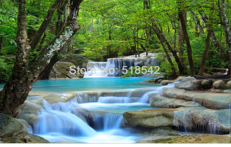 Foto personalizada, Rio da floresta, Mural decorativo, Cobertura da parede do quarto