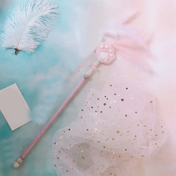 

Fairy Funny Cat Stick Handmade Fur Ball Cat Claw with Bell Funny Cat Cat Interactive Pet Toy