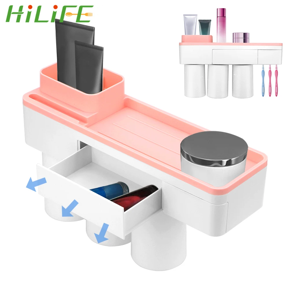 HILIFE держатель для зубных щеток с чашкой Магнитная Адсорбция перевернутый настенный Косметика зубная паста зубная щетка es полка клей