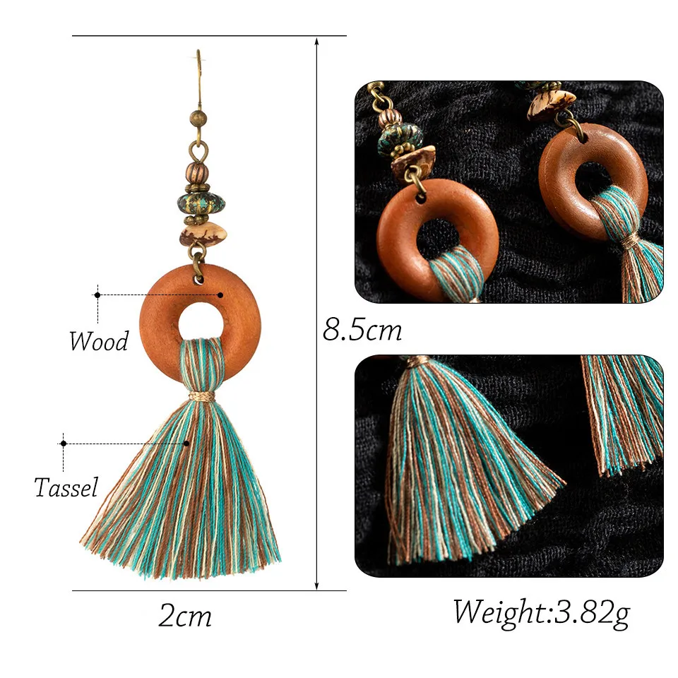 Exaggerated natural stones bead long tassel earrings 2020 New bohemian brincos bijoux Crystal dangle drop earrings women jewelry (36)