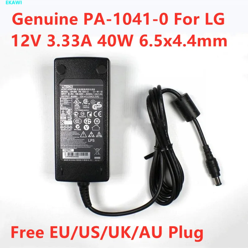 Натуральная PA-1041-0 12V 3.33A 40 Вт 6 5x4 4 мм LCAP07 адаптер переменного тока для LG S2330MX E2240T