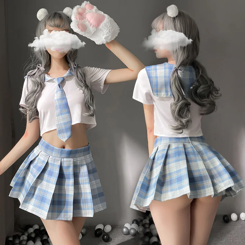 Student Sexy School Girl Uniform Role Play Costume Lolita Sex Porn Jk  Cosplay Cute Sets Japanese-style Sweet Plaid Pleated Skirt - Sexy Costumes  - AliExpress