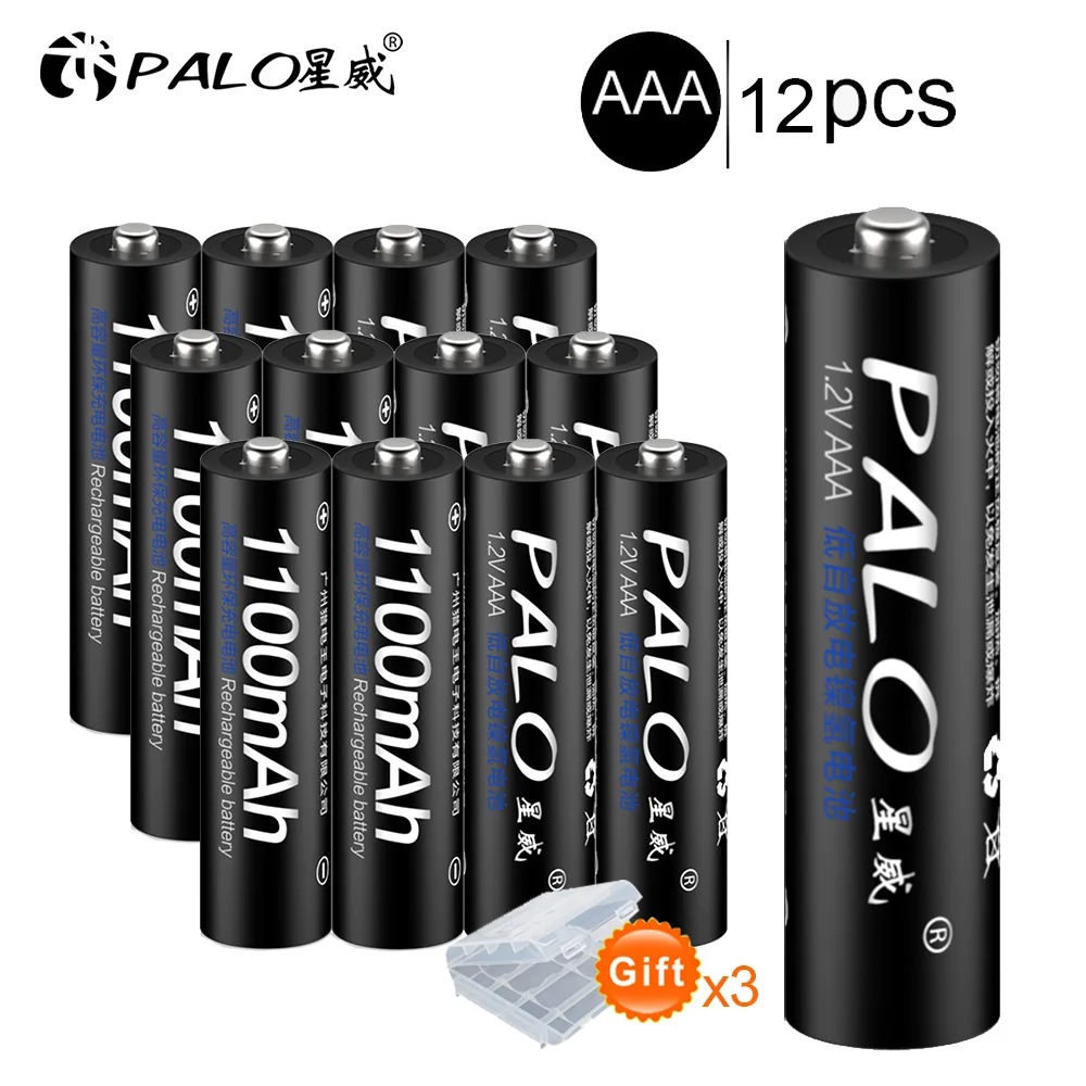 PALO 4/8/12/16/20/24 шт. AAA аккумуляторная батарея Ni-MH 1,2 V 1100 мА/ч, 3A 3a аккумуляторные батареи Батарея для игрушка на дистанционном управлении - Цвет: 12PCS