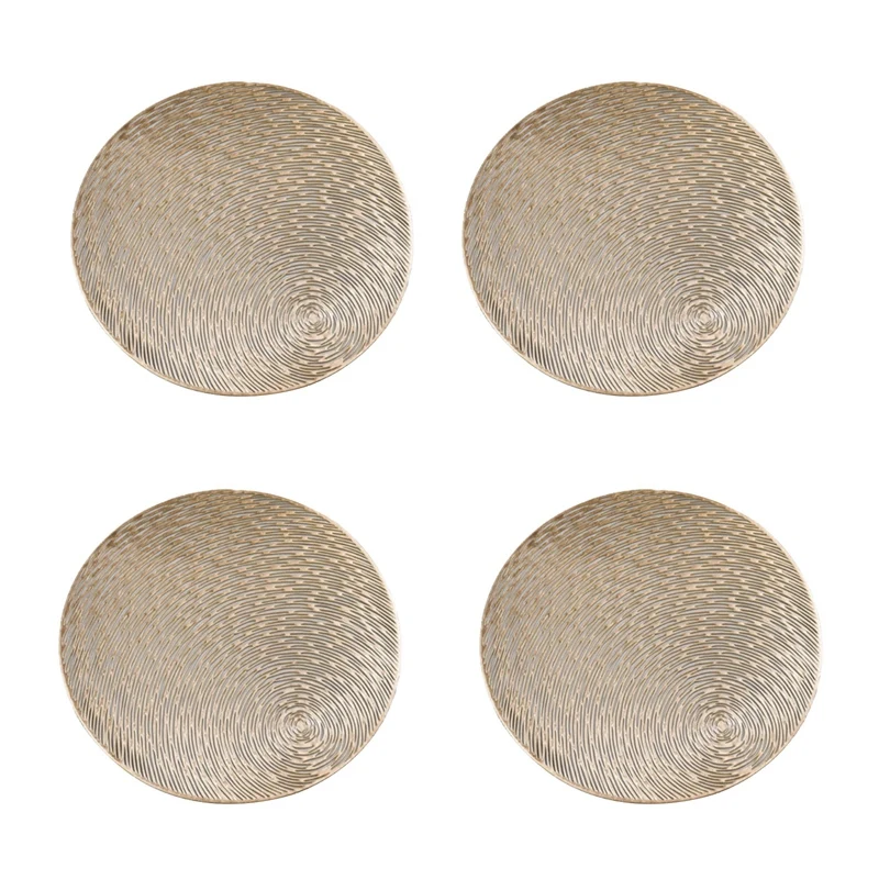 

4Pcs PVC Placemats Round Hollow Waterproof Non Slip Table Mats Heat-Insulated Pad Coaster Home Wedding Decoration Dinner Placema