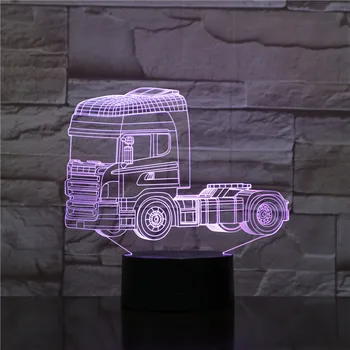

3D Lamp Truck Head Pretty Present for Children Color Changing with Remote Best Decoration for Children Led Night Light Lamp