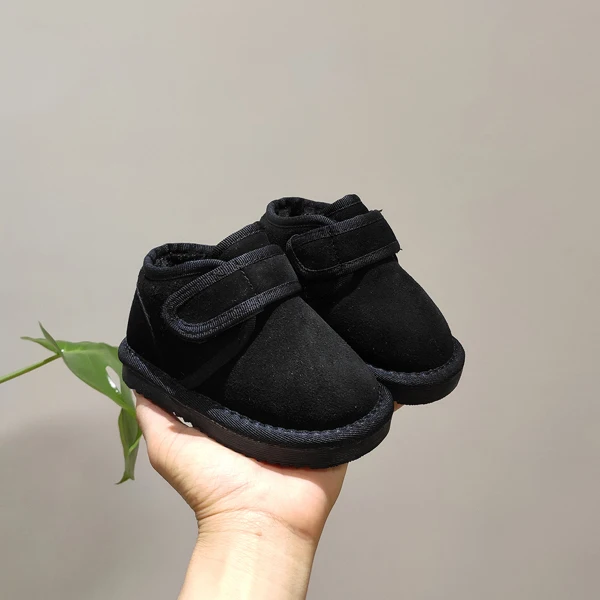 CCTWINS/детская обувь; коллекция года; Сезон Зима; модные детские зимние сапоги из натуральной кожи; мягкая теплая обувь для девочек; черные короткие сапоги; SNB048 - Цвет: Черный