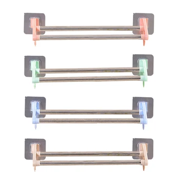 

40cm Stainless Steel Double Towel Bar Rotating Towel Rack Bathroom Kitchen Wall-mounted Towel Polished Rack Holder