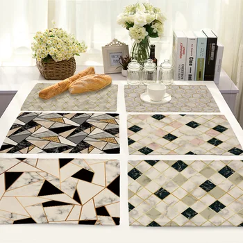 

1Pcs Colorful Geometric Printed Kitchen Placemat Dining Table Mat Coaster Cotton Linen Pads Cup Mats 42*32cm Home Decor ML0001