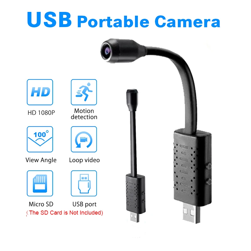

Small camera U21 Portable Smart Flexible USB Camera 360 degree 1080P HD Motion Detection Loop Video Mini camera DVR cam
