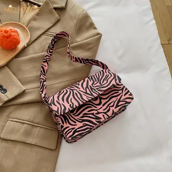 

Fashion Zebra Pattern Shoulder Top-handle Bag Women Vintage Nylon Envelope Purse Street Underarm Handbags