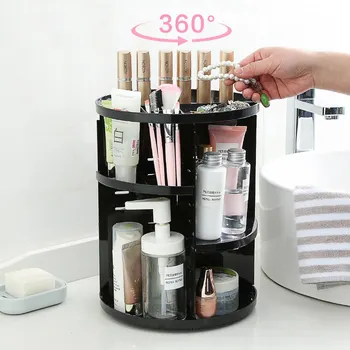 

New Fashion 360-degree Rotating Makeup Organizer Brush Holder Jewelry Organizer Case Jewelry Makeup Cosmetic Storage Box Shelf