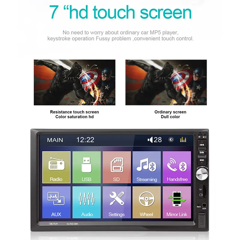 

Vehemo Car MP5 Player 7inch FM/USB/AUX Radio Auto MP5 Player Automobile Gps Carplayer MP5 Player Rear View Smart