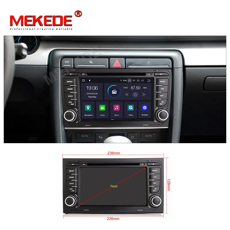 Best 2 Din Car Multimedia Player GPS Android 9.0 PX5 4+64G DVD Automotivo For Audi A4 S4 2002-2008 Radio WiFi DSP screen 5
