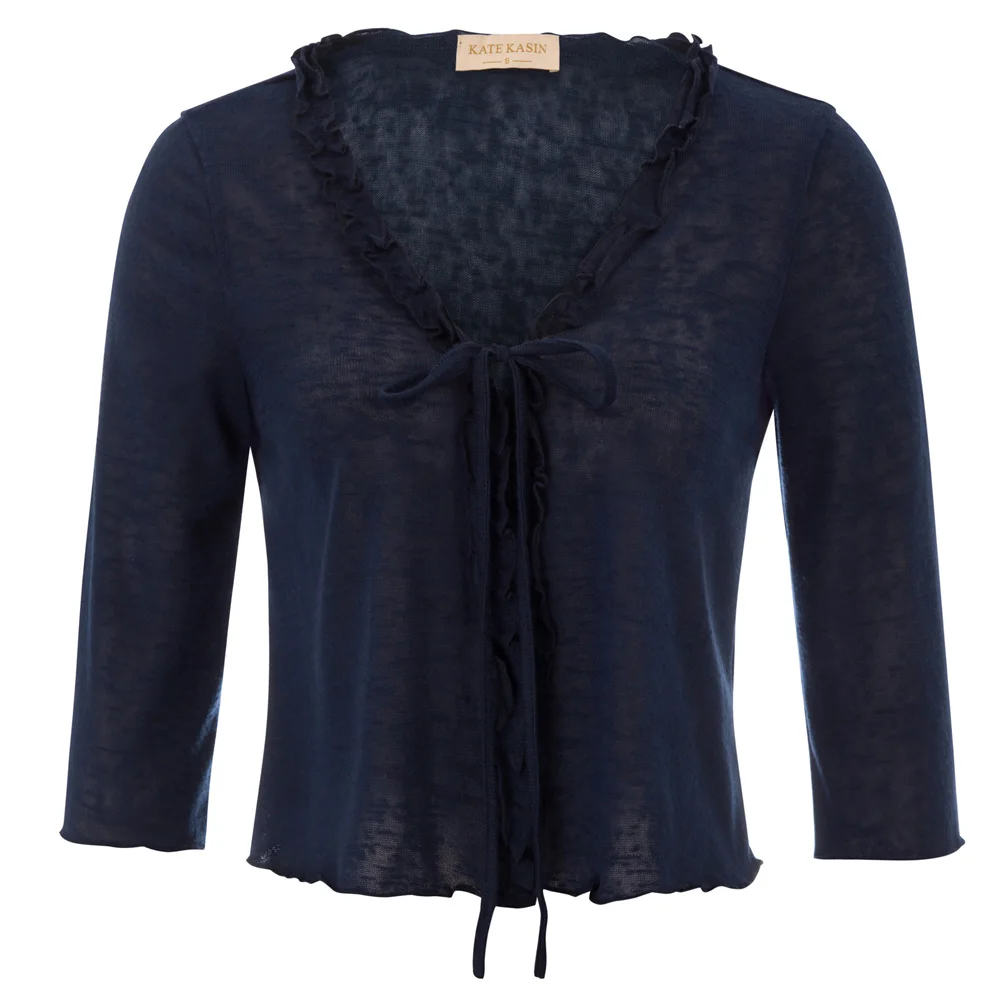 Womens Ladies Short Sleeve Open Front Crochet Knit Stretch Bolero Cardigan Shrug
