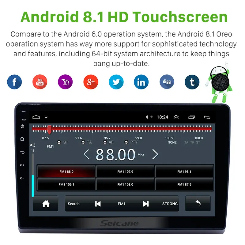 Seicane 10.1 inch 2din Android 9.1 car Radio GPS Multimedia player for 2009 2010 2011-2019 Ford New Transit support Carplay SWC