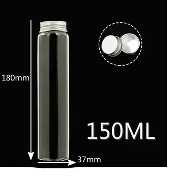 

15PCS 37*180mm 150ml Big Glass Bottles With Silver/Gold Cap Empty Spice Bottles Jars Gift Craft Vial Glass Bottle Wedding Decor