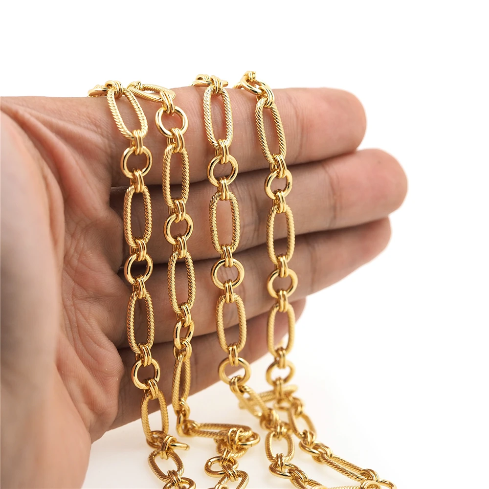 1 meter Gold Filled Chain Gold Oval Chain Bulk Chain DIY Wallet Chain Jewelry Necklace Making Handmade Wholesale