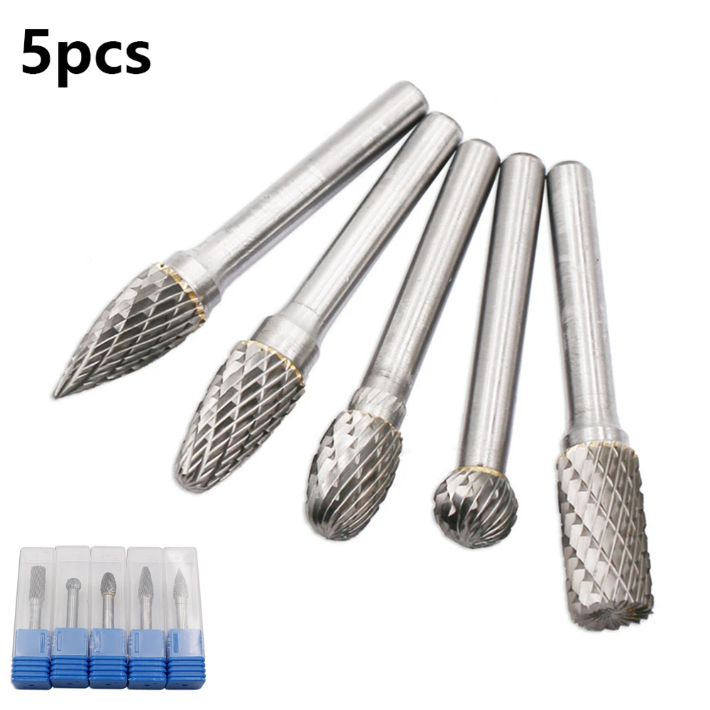 5pcs 6mm Tungsten Carbide Rotary Point Burr Die Grinder Bit Shank Rotary Drill Bits Set For Power Tools Wood Milling Cutters Drill Bits Aliexpress