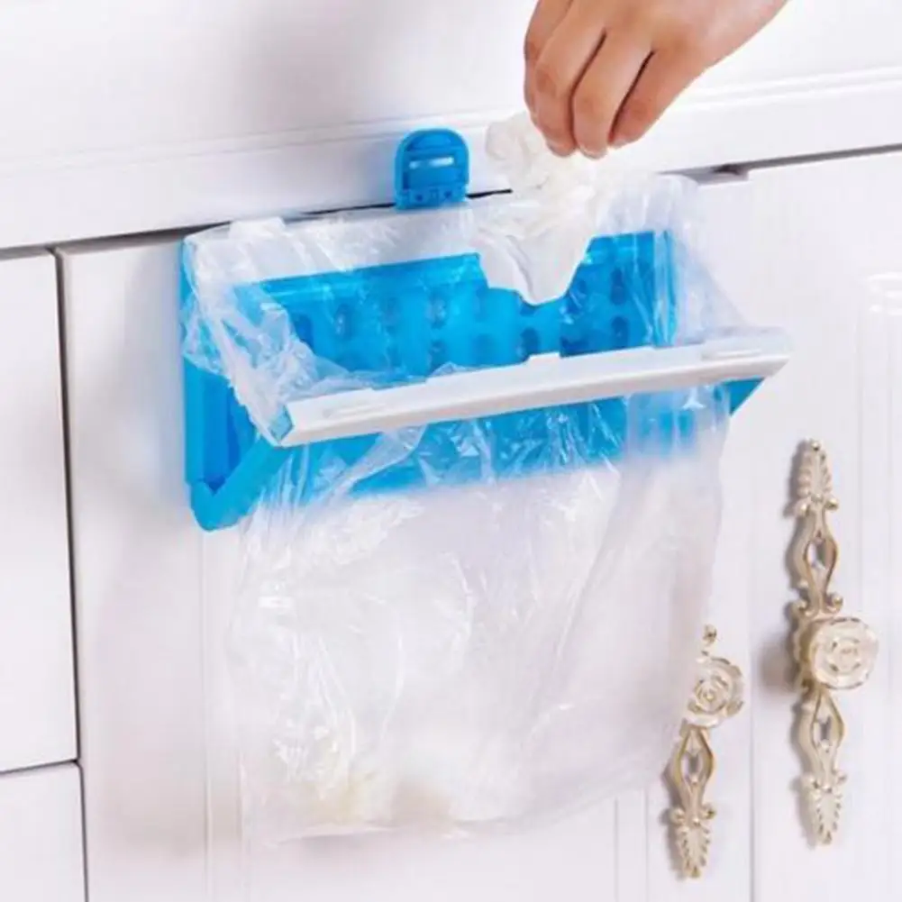 Kitchen Cupboard Back Trash Bag Rack Cabinet Door Garbage Bag Holder Hanging Kitchen Cabinet Hanging Trash Rack kitchen Tools