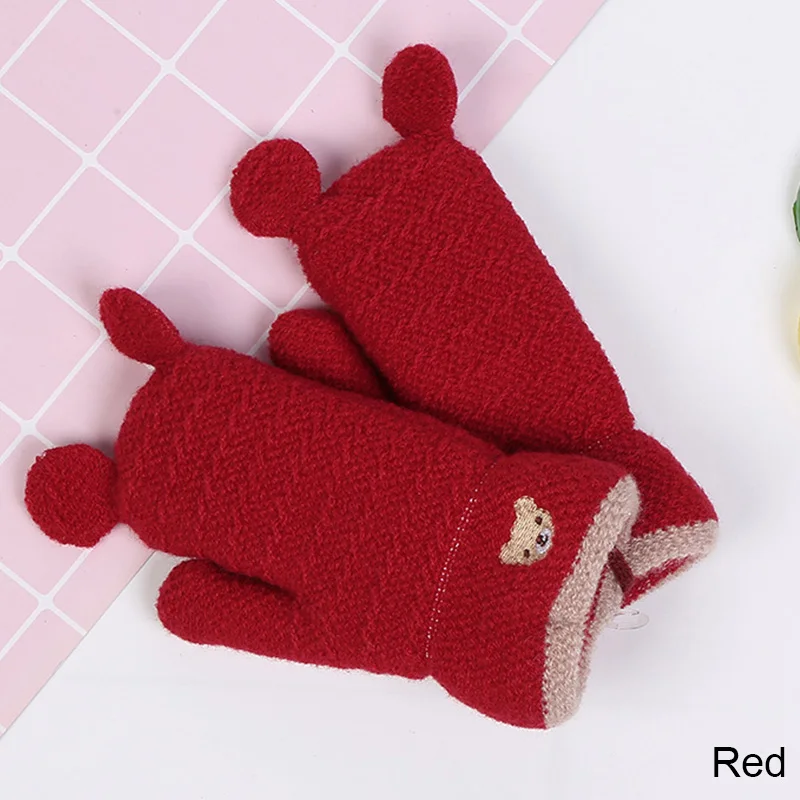 TRUENJOY милый свитер для мальчиков и девочек в стиле Зимние перчатки детские перчатки с рисунком героев из мультфильма, теплые, вязаные варежки перчатки для детей - Цвет: A
