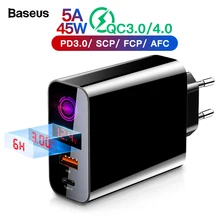 Baseus Quick Charge 4,0 3,0 USB зарядное устройство для iPhone 11 Pro Max samsung Xiaomi huawei SCP QC4.0 PD быстрое настенное зарядное устройство для мобильного телефона