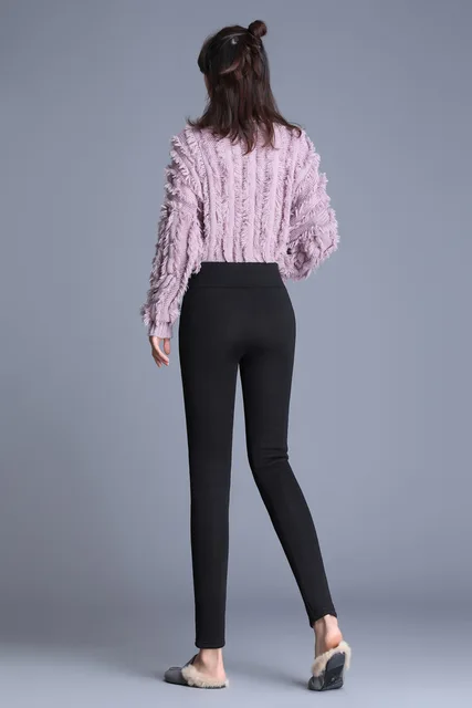 Leggings térmicos elásticos para mujer, pantalones de terciopelo forrados  de vellón, de cintura alta, sólidos, cómodos, para invierno - AliExpress