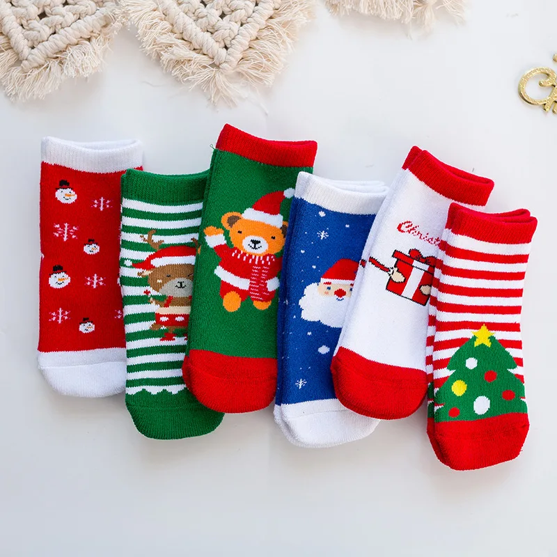 Рождественские носки для детей; сезон осень-зима; новые удобные милые хлопковые носки для девочек; рождественские носки без пятки для маленьких мальчиков и девочек; сезон зима - Цвет: Color Mixing A
