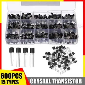 

600Pcs 15 Types Silicon In-line NPN / PNP TO-92 Transistor Assortment Kit Pack Electronic Components & Supplies Active Component