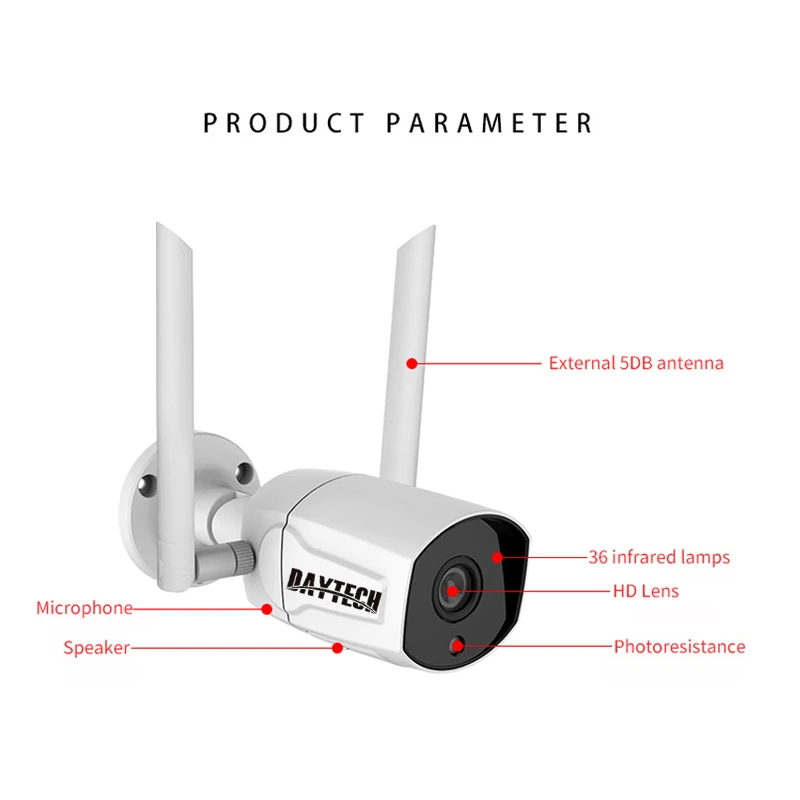  DAYTECH 1080P IP WIFI Camera CCTV Audio Home Security Surveillance Outdoor/Indoor Camera 2MP Waterp - 4.00014E+12