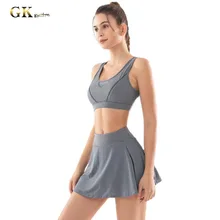 Gymkm, высокая эластичность, женские комплекты для йоги, Спортивная футболка для бега, из двух частей, сетчатая, дышащая, для тренировки, короткая, для тренировки, тренировочный топ, спортивный костюм