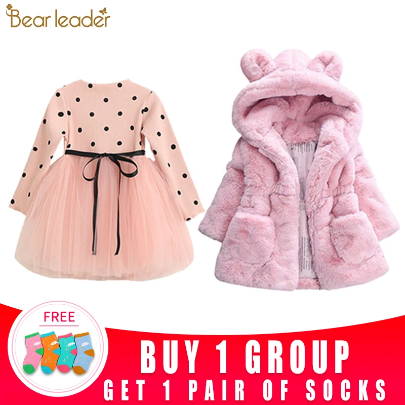 Most effective  Bear Leader Girls Coats 2020 New Winter Fashion Rabbit Ears Fur Coat Hooded Full Sleeve Thickness K