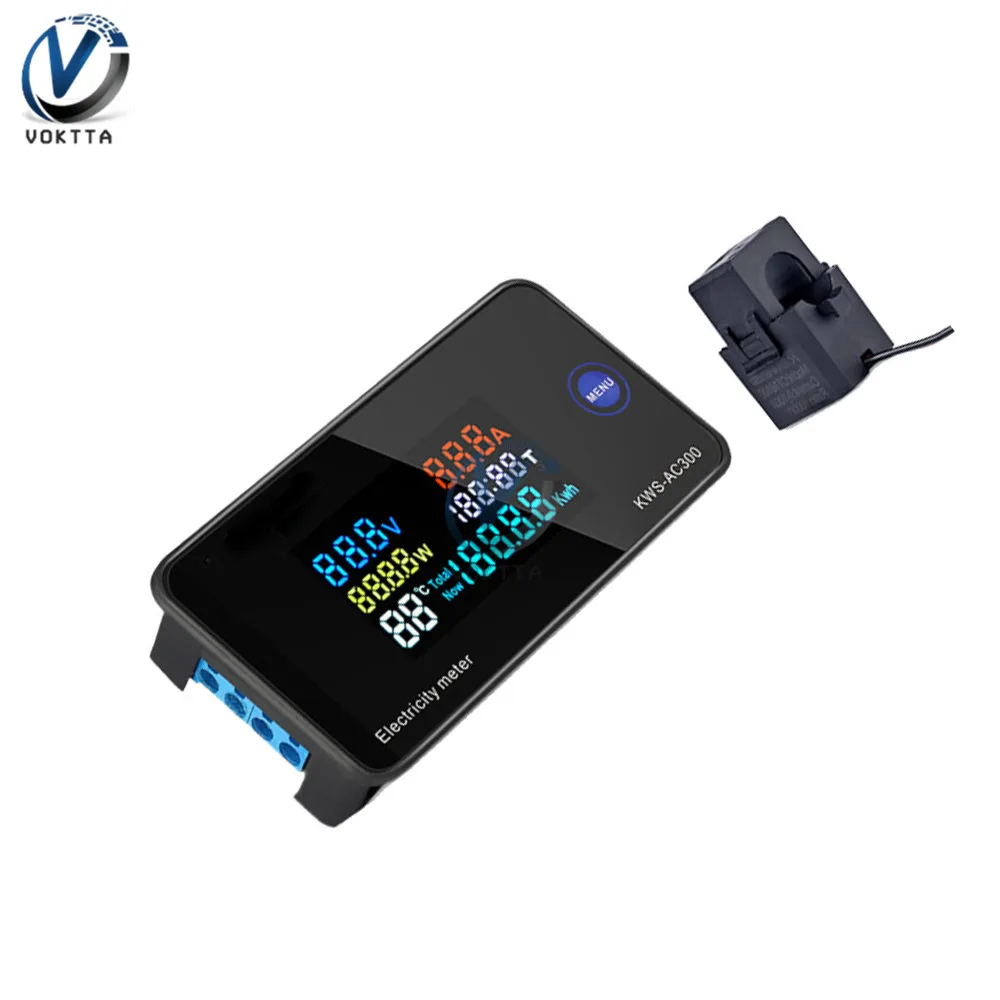 LCD Digital Panel Wattmeter and Energy Power Meter with Voltage, Current, and Frequency Display