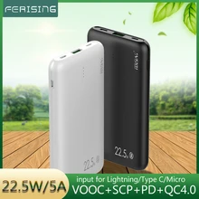FERISING 5A VOOC SCP Super Fast Charger 10000mah Power Bank USB Type C External Battery PD QC 3.0 Powerbank for Oneplus Dash 6T