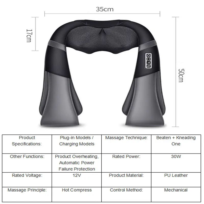 Массажер для шеи на плече, многофункциональный разминающий платок для шеи, для разогрева талии, для дома, 12 В, из искусственной кожи, горячий компресс