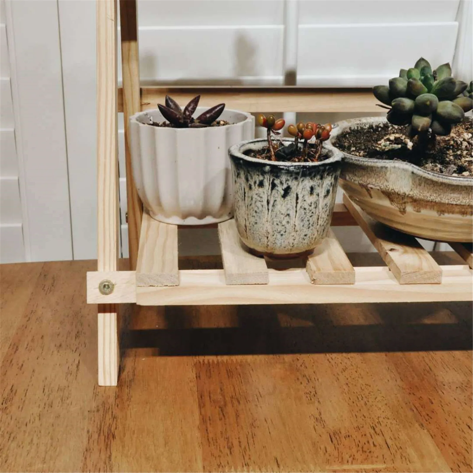 High-quality Wooden Plant Stand 2 Tier Flower Pot Display Shelf Rack For Desktop Balcony Or Lienvironmental Protection Coating