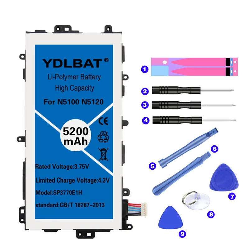 YDLBAT Аккумулятор для планшета SP3770E1H для samsung N5100 N5120 Galaxy Note 8,0 N5110 оригинальные Сменные Аккумуляторы 5200 мАч - Цвет: As shown in figure