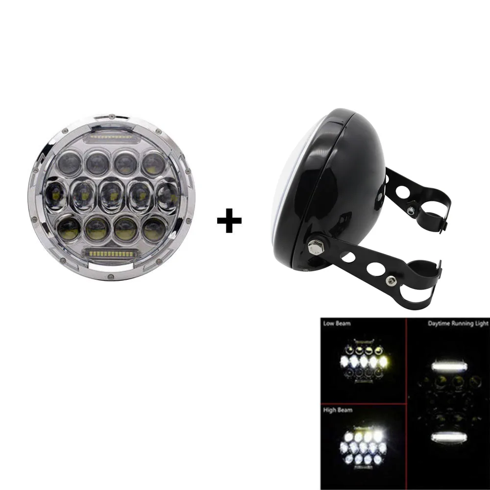 75w Headlight Chrom Мотоцикл " светодиодный фонарь 50 Вт дальнего ближнего света DRL дневная ходовая световая сигнальная лампа 6500K 12V для Touring Softail FLD - Цвет: 75w Headlight Chrom