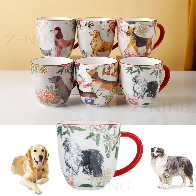 

Z-NING Ceramic Mug Home Restaurant Milk Breakfast Cup Creative Cartoon Puppy Ceramic Water Cup Afternoon Tea Cute Coffee Cup