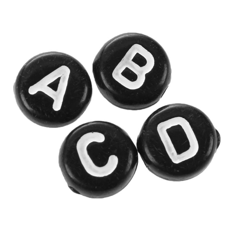 2000 шт акриловые бусины: 1000 шт акриловые бусины-разделители буквы алфавита резные квадратные Розовые 6 мм х 6 мм и 1000 шт черный смешанный Алфавит/