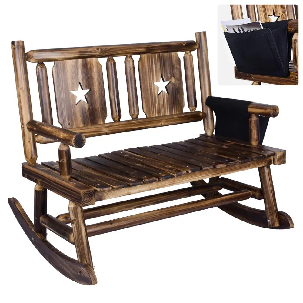 Double Rocking Chair Solid Wood Lazy Sofa Balcony Beach Leisure Chairs Outdoor Indoor Minimalist Reclining Lounge | Мебель