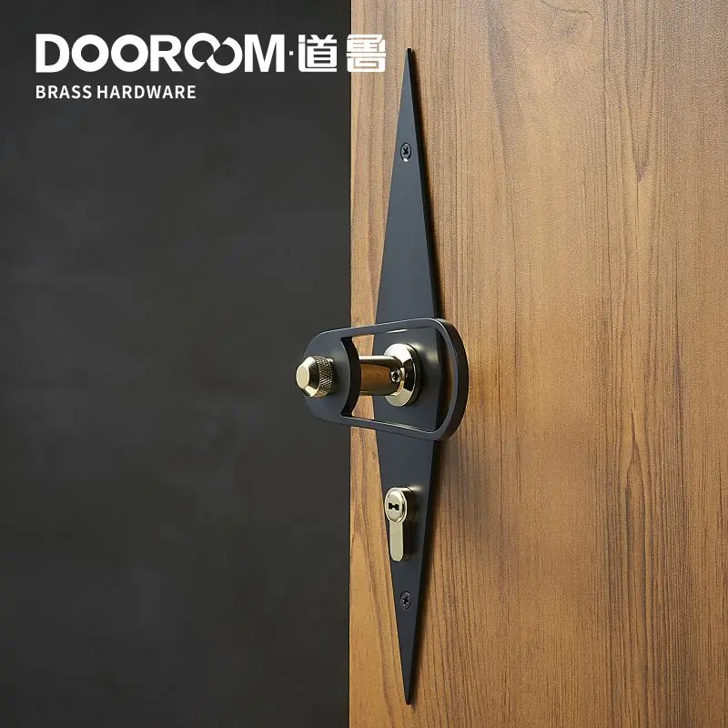 Дверной рычаг Dooroom латунный ультратонкий бесшумный черный золотой современный