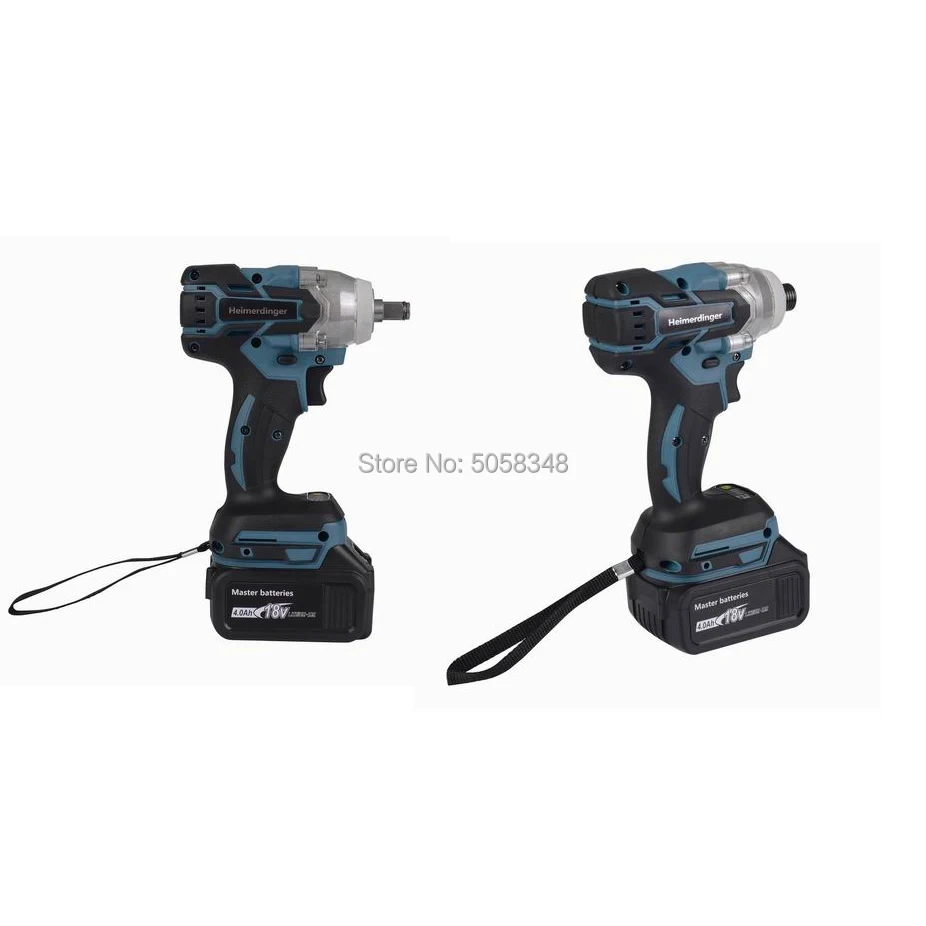 Electric Rechargeable Brushless Impact Wrench Cordless and brushless Impact driver drill combo with two 18V 4.0Ah Battery